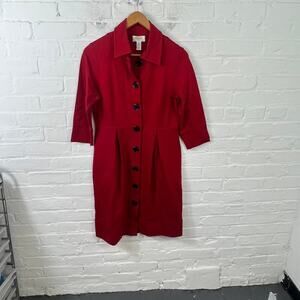 Talbots Women's Collared Neck Button Front Blazer 3/4 Sleeve Red Size 8